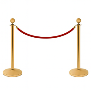kit de poteaux d'accueil dorés avec un cordon velours rouge