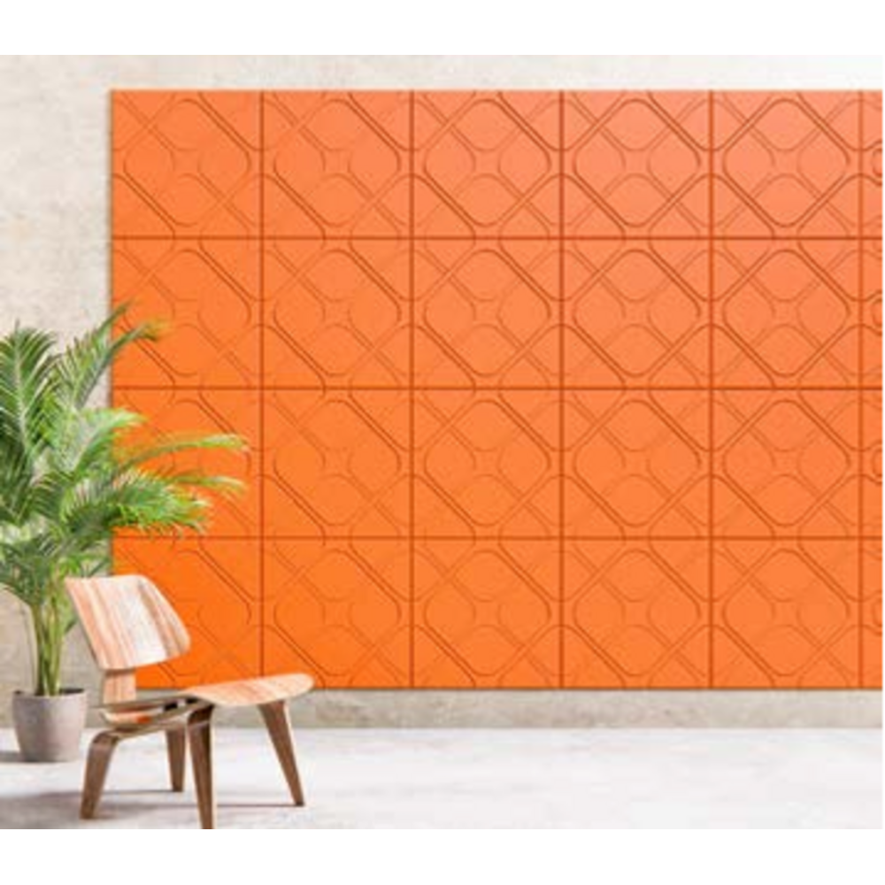 Revêtement mural acoustique Window de couleur orange.