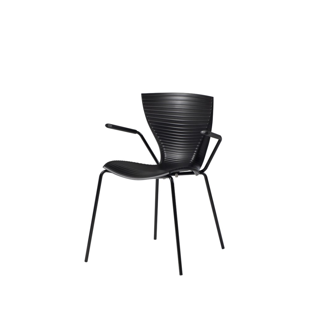 Chaise Gloria Meeting avec accoudoirs noire