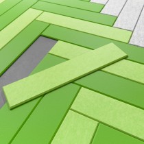 Détail du panneau acoustique mural VITTA avec motif en lames acoustiques