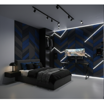 Panneau acoustique mural VITTA en lames verticales dans une chambre contemporaine