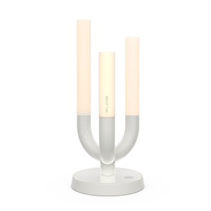 Lampe de table Luna LED rechargeable Luna allumée sur fond blanc