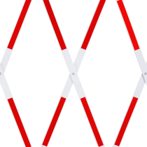 Détail croisillons rouge blanc barrière extensible de sécurité