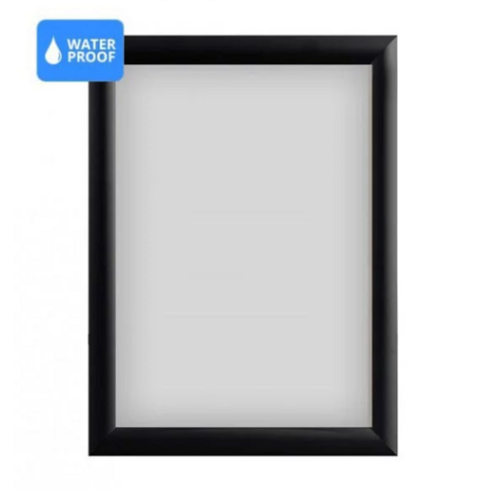 Cadre d’affichage clic-clac étanche noir vue de face pour usage extérieur
