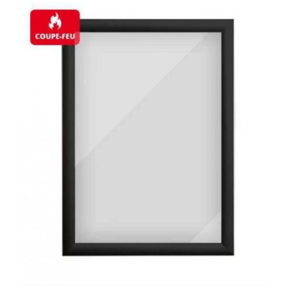 Cadre mural clic-clac ignifuge noir en aluminium