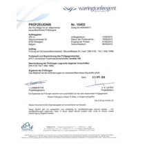 Certificat de conformité feu DIN 4102 B1 pour Cadre mural clic-clac ignifuge