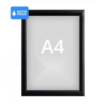 Cadre d’affichage clic-clac étanche format A4 avec finition noire waterproof