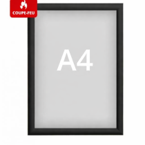 Cadre aluminium noir ignifuge au format A4