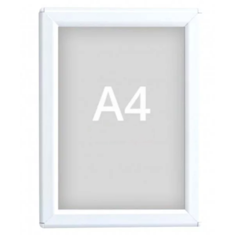 Cadre clic-clac blanc aluminium format A4 avec protection transparente et cadre fin