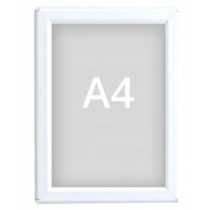 Cadre clic-clac blanc aluminium format A4 avec protection transparente et cadre fin