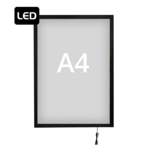 Cadre rétroéclairé magnétique LED format A4 avec profil fin noir