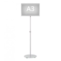 Porte-affiche sur pied aluminium format A3 horizontal avec socle circulaire