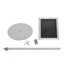 Éléments composant un porte-affiche sur pied avec base, mât et cadre