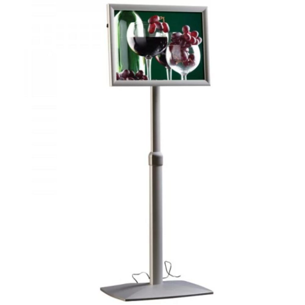 Porte-affiche lumineux sur pied avec cadre LED et support télescopique