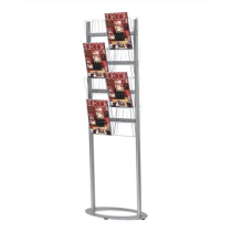 Support brochure haute capacité sur pied avec plusieurs compartiments inclinés