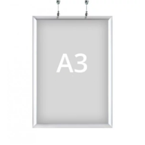 Cadre suspendu recto/verso format A3 affichage double face vitrine