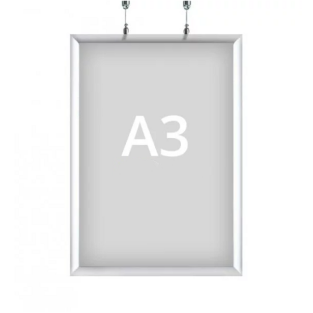 Cadre suspendu recto/verso format A3 affichage double face vitrine