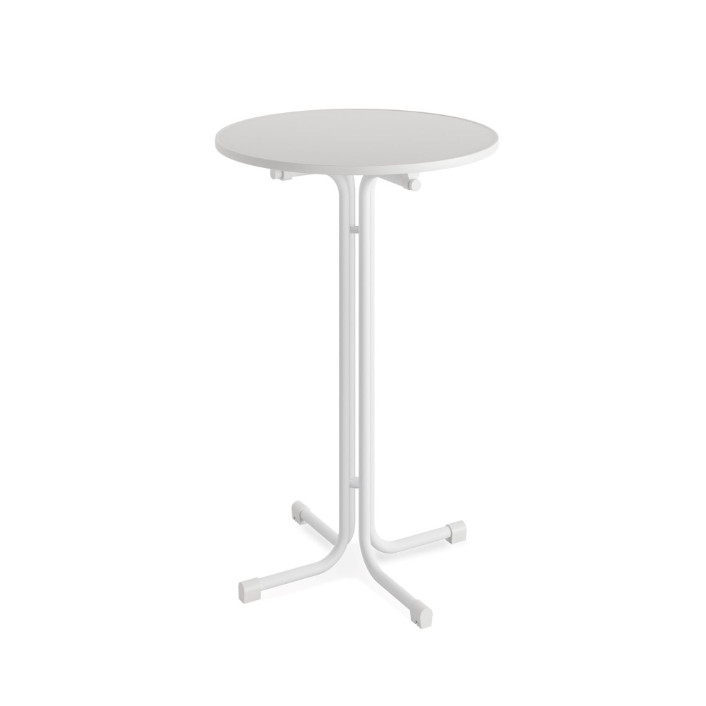 Table haute pliante Ø80cm, blanc