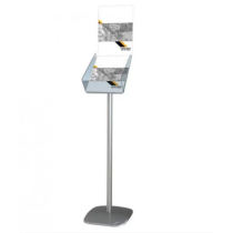 Support A4 avec porte-affiche sur pied avec porte-brochures transparent
