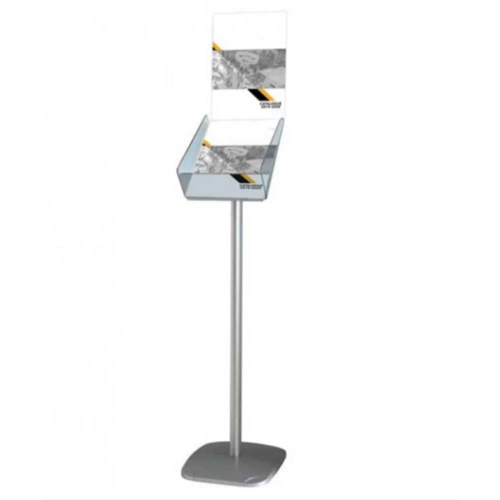 Support A4 avec porte-affiche sur pied avec porte-brochures transparent