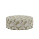 Pouf rond extérieur Peak grand format à motif graphique beige, kaki et blanc cassé, vue de face