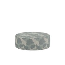 Grand pouf extérieur Peak à motif bleu-gris et blanc cassé, vue de face