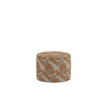 Petit pouf rond Peak à motif orange, beige et taupe, format assise d'appoint, vue de face