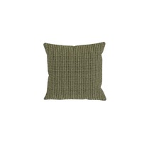 Coussin de jardin carré à motif tressé vert olive, vue de face
