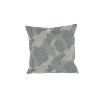 Coussin outdoor carré à motif tacheté bleu-gris et beige, vue de face