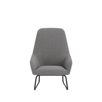 Fauteuil lounge extérieur Flux gris vu de face, assise large et dossier haut