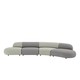 Canapé arrondi modulable Onyx en composition courbe de quatre modules, tissus gris clair et gris foncé