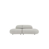 Canapé arrondi Onyx deux modules en tissu gris clair, extrémités arrondies, vue de face