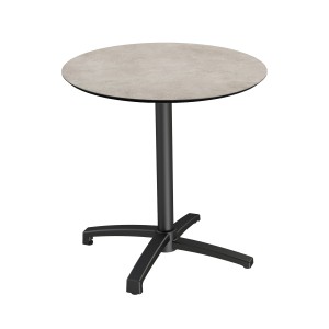 Table CHR pliable & empilable, plateau rond Gris lunaire & piètement noir