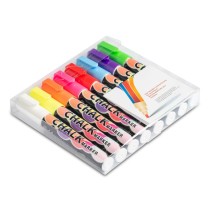 Marqueurs pour tableau noir (Blanc, jaune, orange, rose, rouge, bleu, mauve, vert)