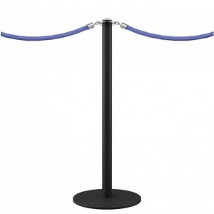 Poteau à corde noir mat moderne pour délimiter des espaces et gérer les files d'attente