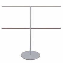 Poteau de balisage en acier inoxydable avec double cordon semi-élastique pour musées et galeries d’art