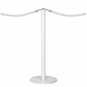 Poteau de balisage moderne blanc laqué avec couronne pour cordons