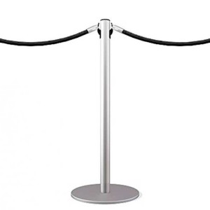 Poteau de délimitation gris argenté avec crochets pour cordon, design élégant