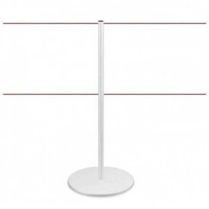 Poteau blanc double cordon pour délimitation d’espace