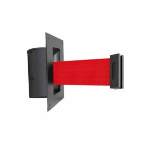 Vue détaillée de l'enrouleur à sangle encastrable, finition rouge