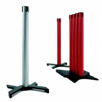 Poteaux guide file empilés finition gris/argenté et rouge