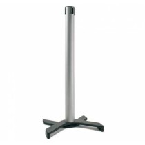 Vue d'ensemble du poteau guide file en finition gris/argenté avec base noir