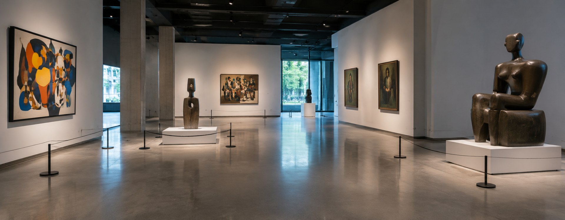 Poteau à corde musée : guidage et protection des œuvres